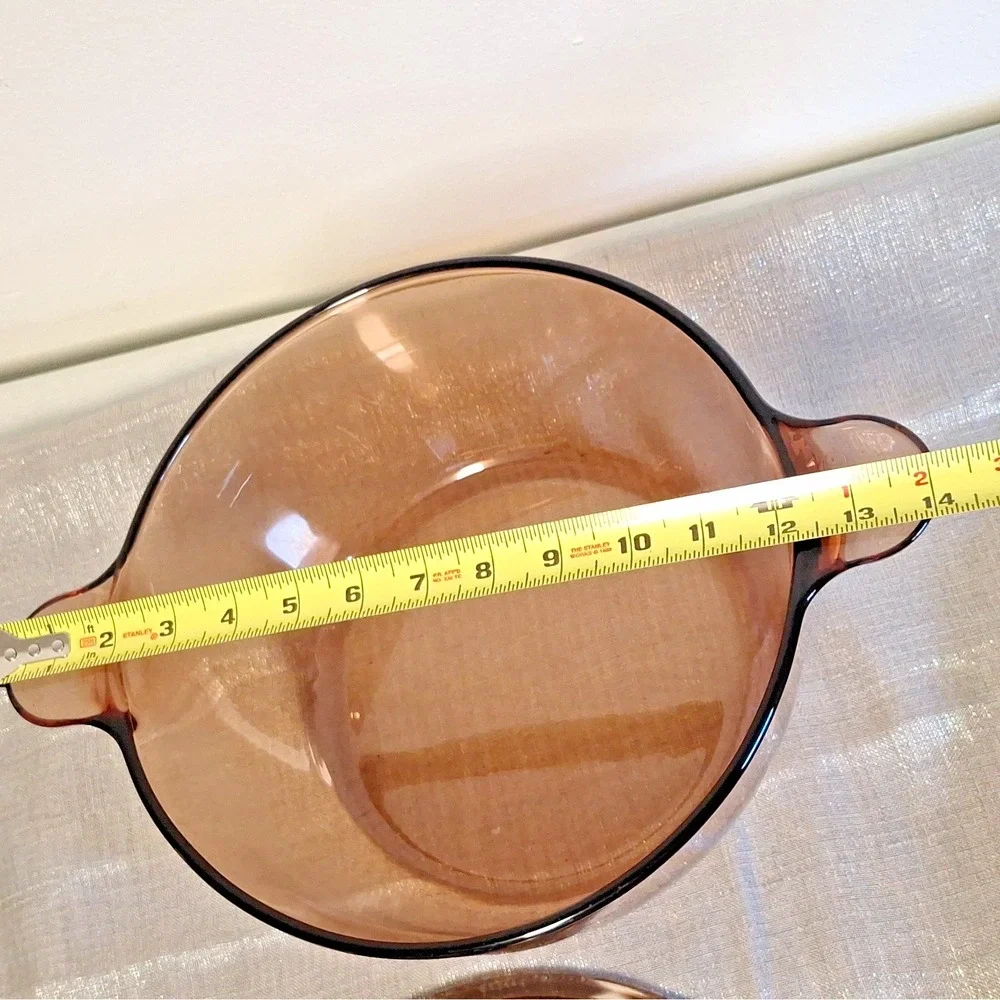 Vision Corning Ware 4.5L Amber Glass Dutch Oven Stock Pot with Lid Vintage USA